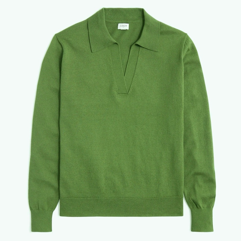 J Crew Green Polo Sweater